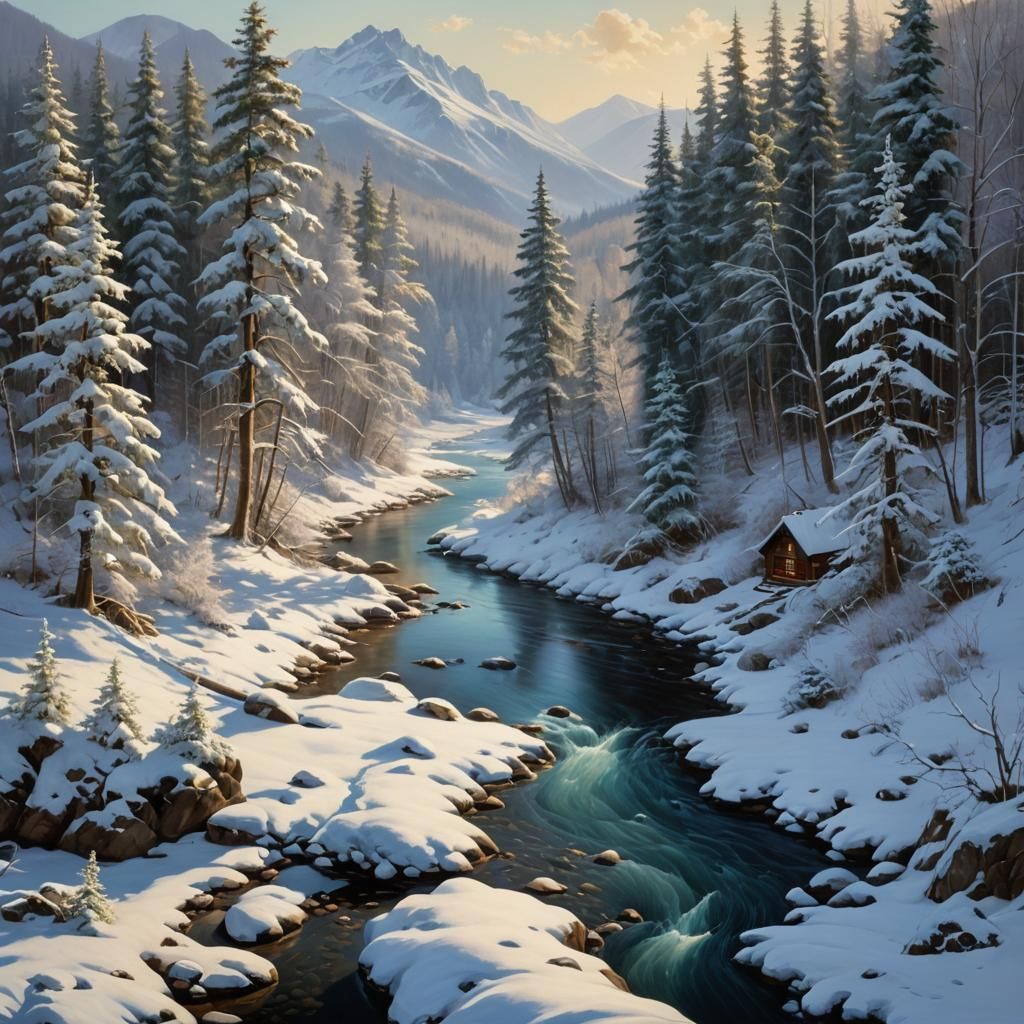 Canadian river in winter
