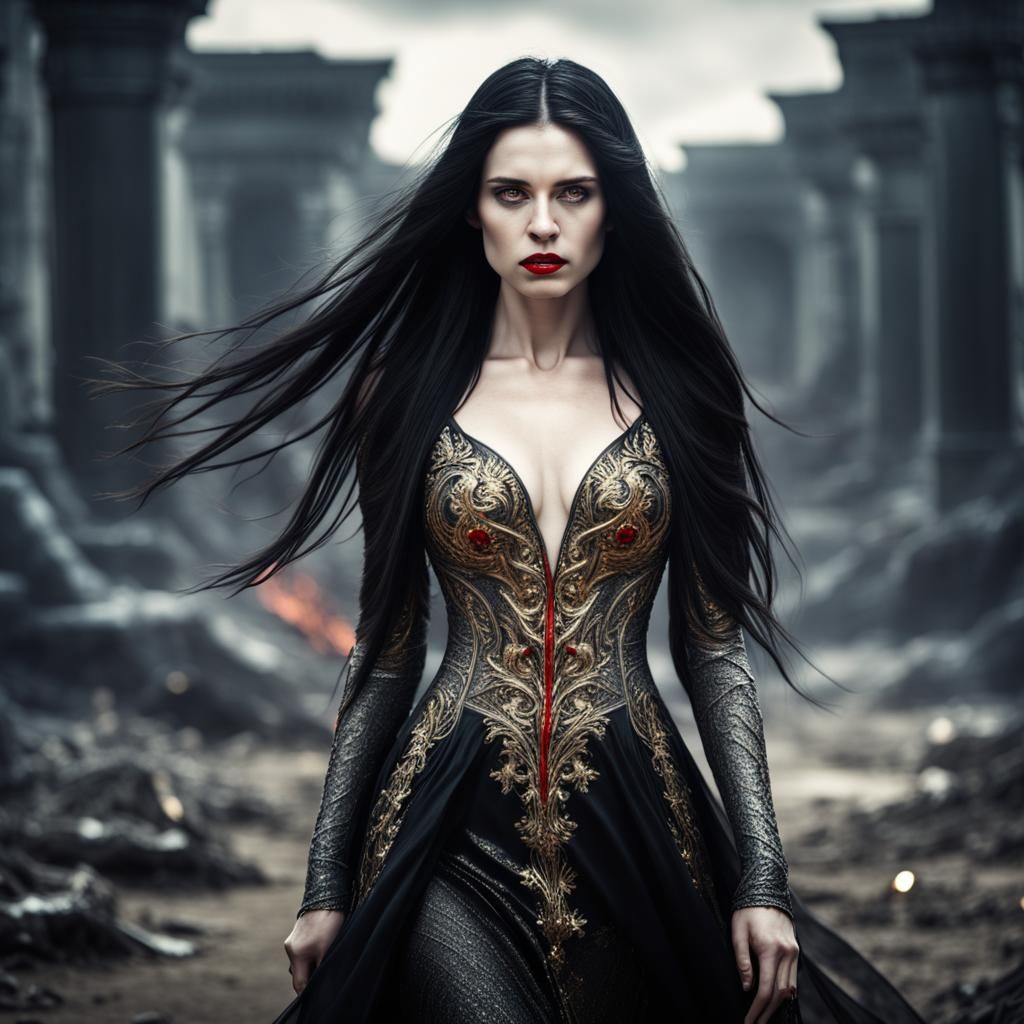 Stunning Woman in Apocalyptic Dark Fantasy Style