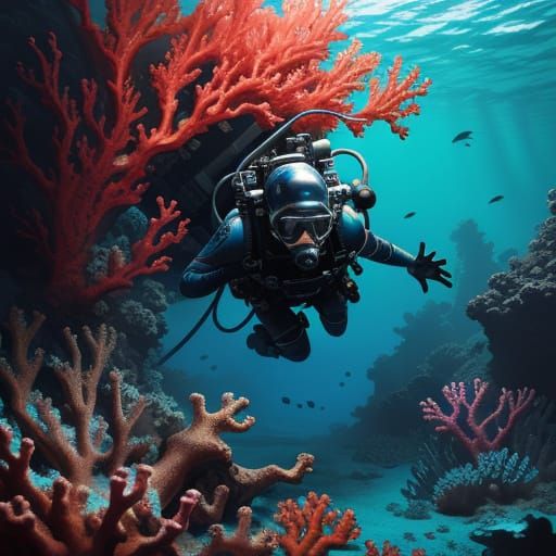Underwater Exploration in Hyperrealistic Concept Art