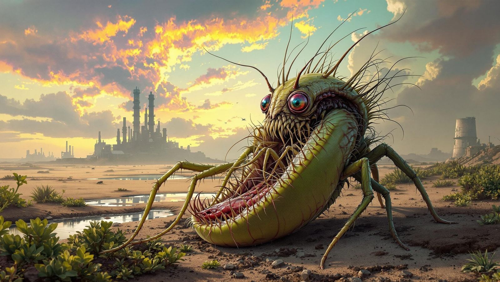 Photo-Realistic Venus Flytrap Captures Insect in Barren Land...