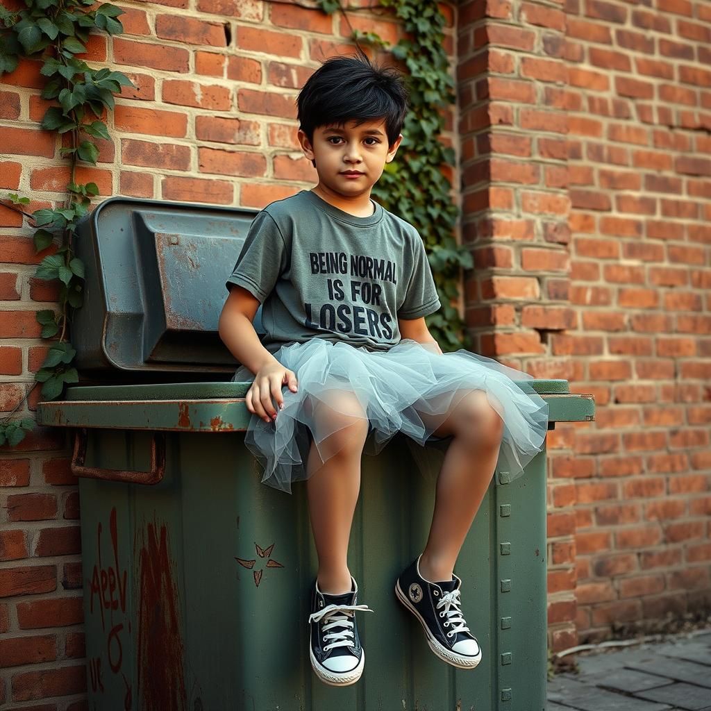 Teen in Tulle Skirt on Dumpster: Fine Art Photography