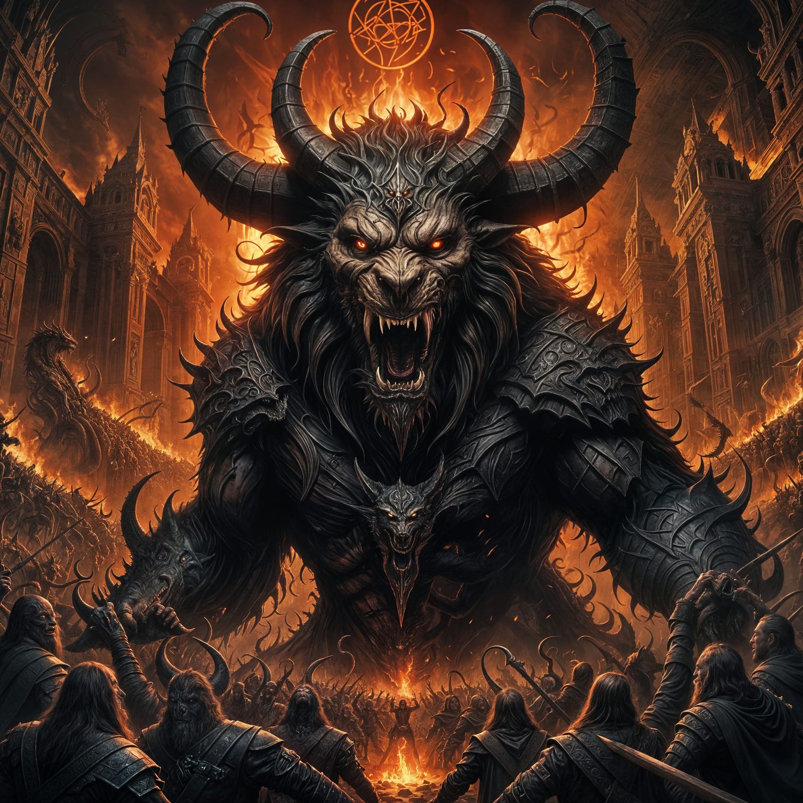 Nightmarish Sacrifice Scene with Chanting Figures