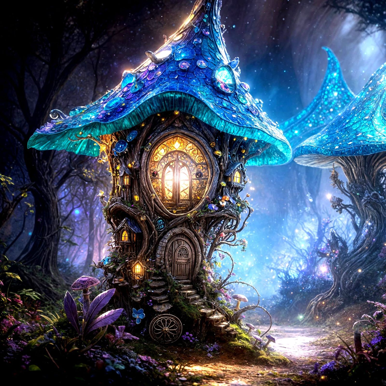 Enchanted Fairy Mushroom House in Fairytale Style