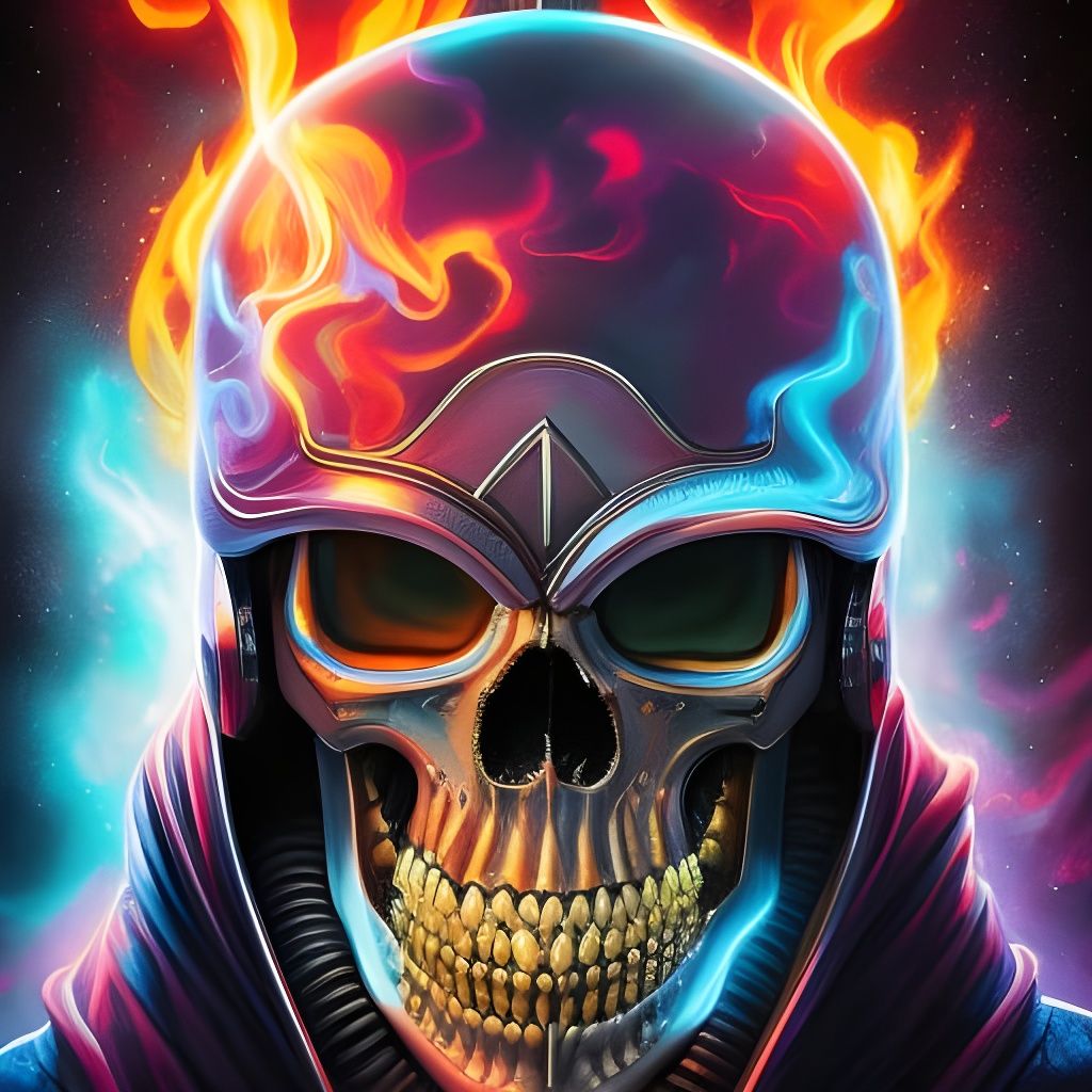 Ghost Rider Bike Portrait with Crystal Skull