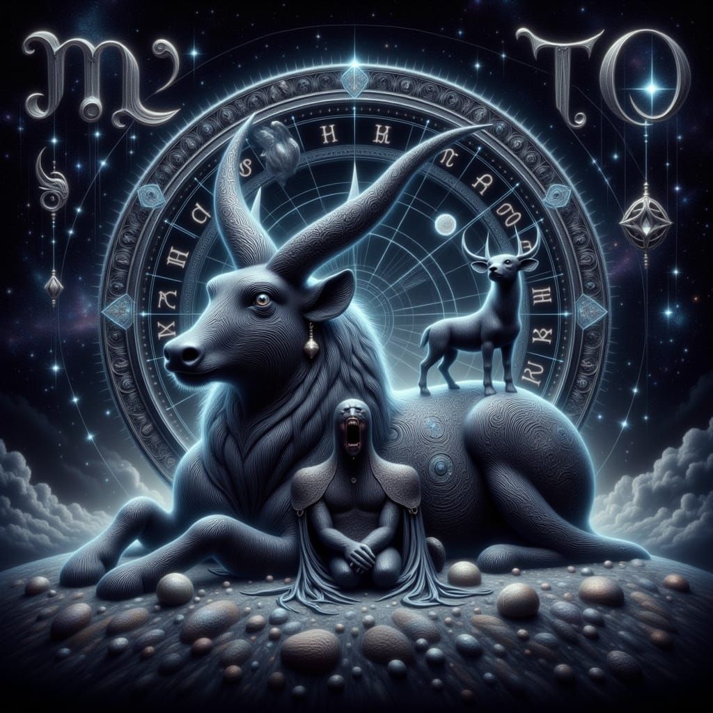 Celestial Zodiac Sculptures in Deep Space