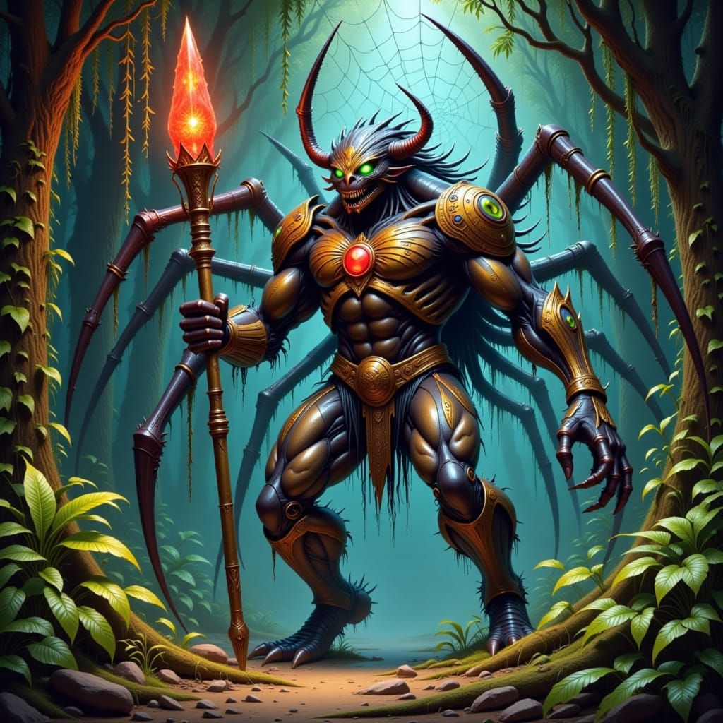 Anansi the Trickster God in Lush Jungle