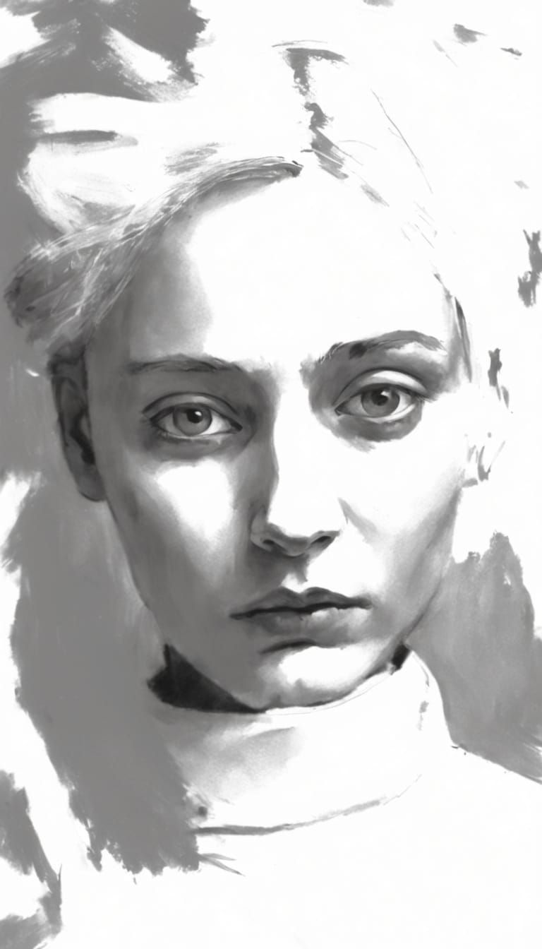 Brooding Female Portrait in Expressionist Style