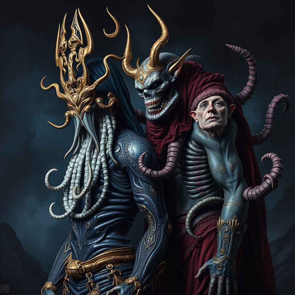 Neptune and Triton in Biomechanical Attire