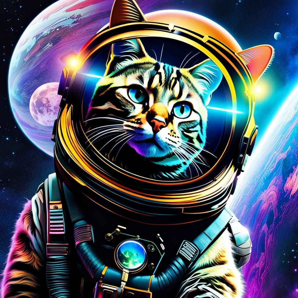 Astral Cat Astronaut: Maximalist Space Collage