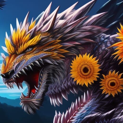 Dragon-Tiger Hybrid with Electric Spikes, Digital Art