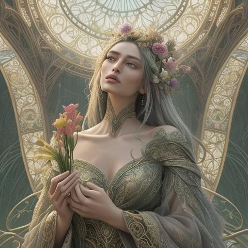 Majestic Phoenix Rising from Floral Arrangement