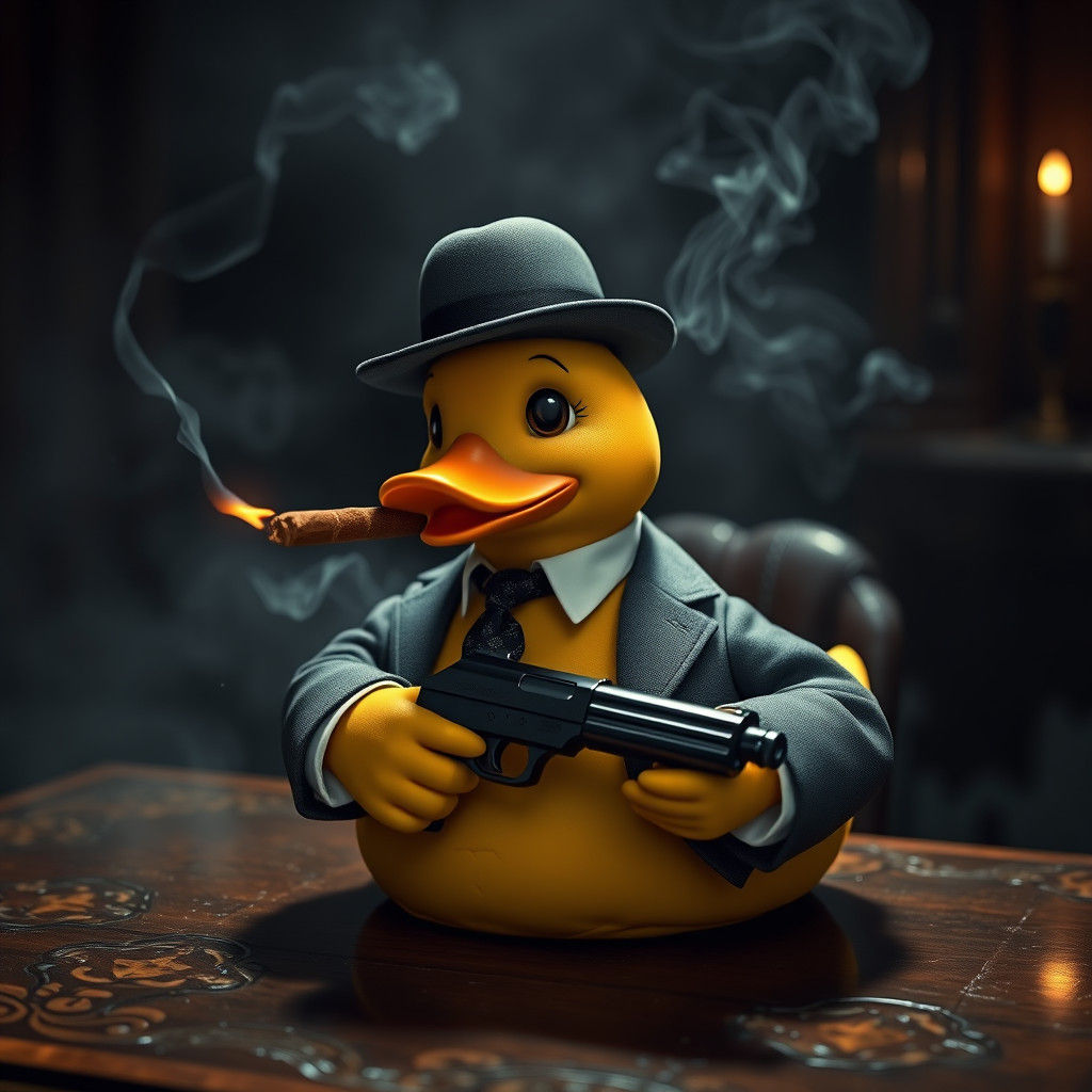 Al Capone Rubber Duck Portrait in Gritty Realism