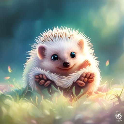 Adorable Knitted Yarn Hedgehog Portrait in Fantasy Style