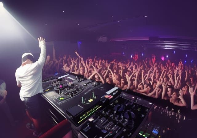 DJ's view of crowd in an Ibiza nightclub