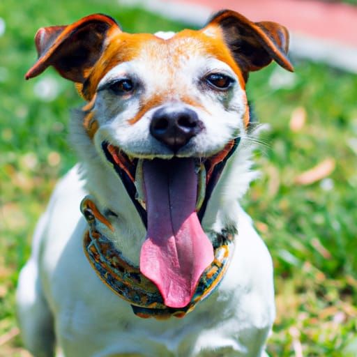 Happy Jack Russell Dog in Park, Comic Style