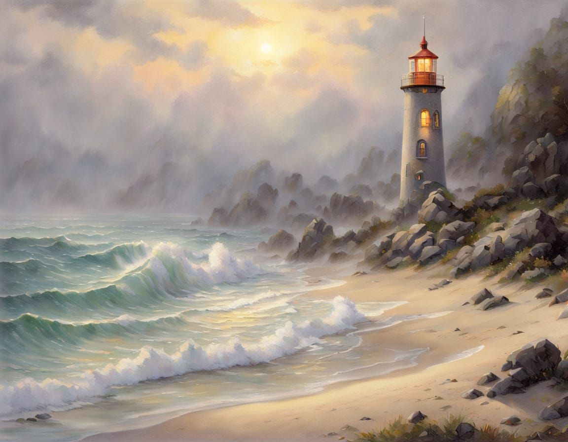 Miniature Lighthouse Scene Inside Glass Bottle