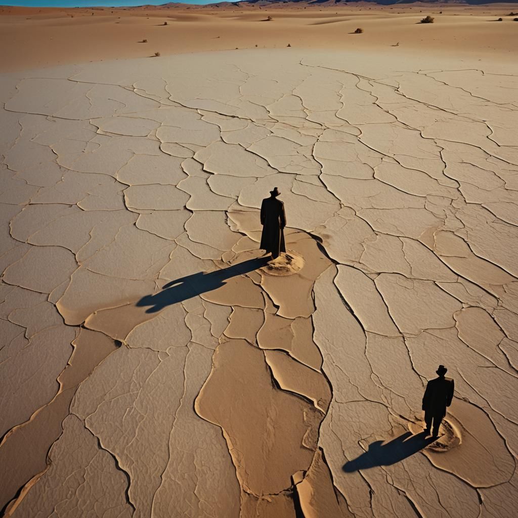 Surreal Lonely Figure in Dreamlike Landscape