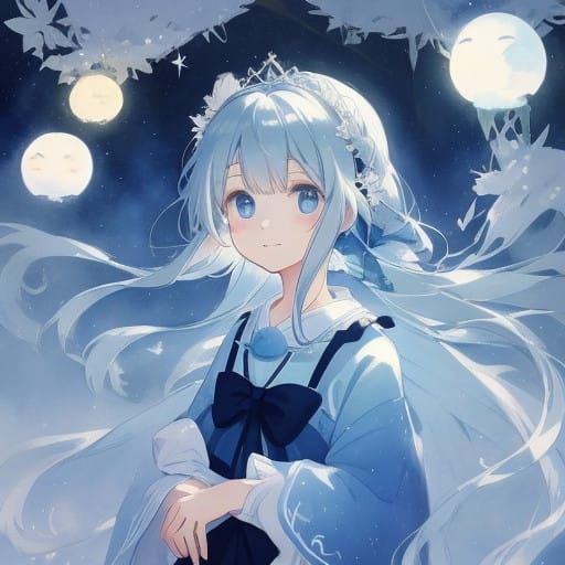 Enchanting Anime Girl with Gradual Navy Eyes