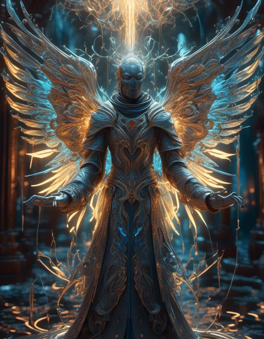 Magical Apparition with Wings in Colorful Ancient World