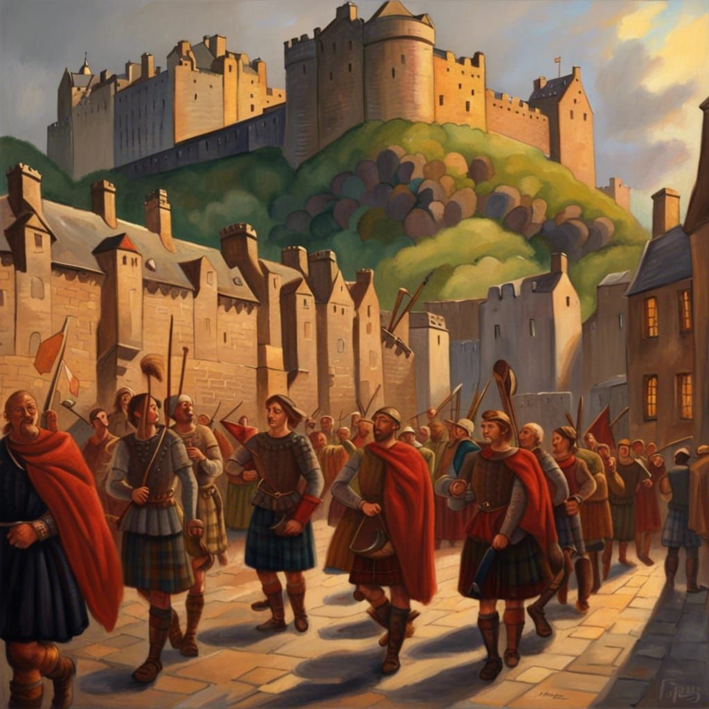 Edinburgh Castle Military Parade: Medieval Scottish Oil Pain...