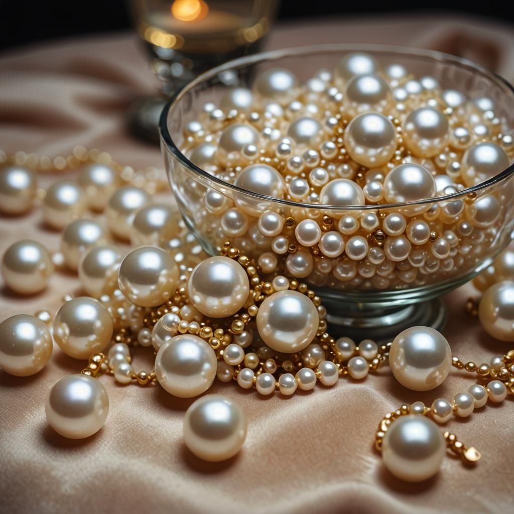 Pearls in Glass: Soft Focus Oil Painting
