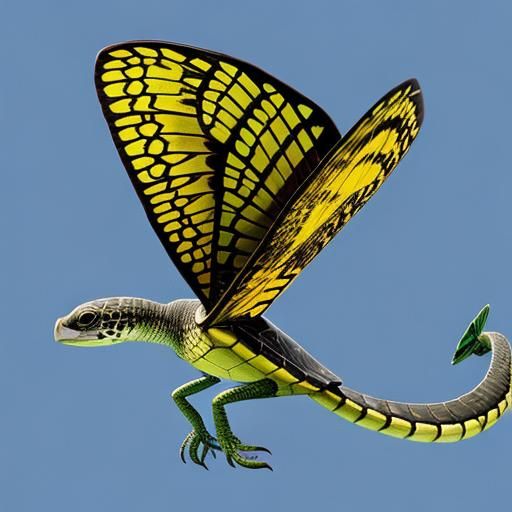 Mutant Creature with Turtle, Snake, and Butterfly Features