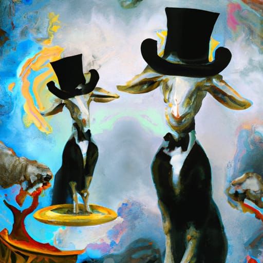 Surreal Lambs and Ram in a Dali Style