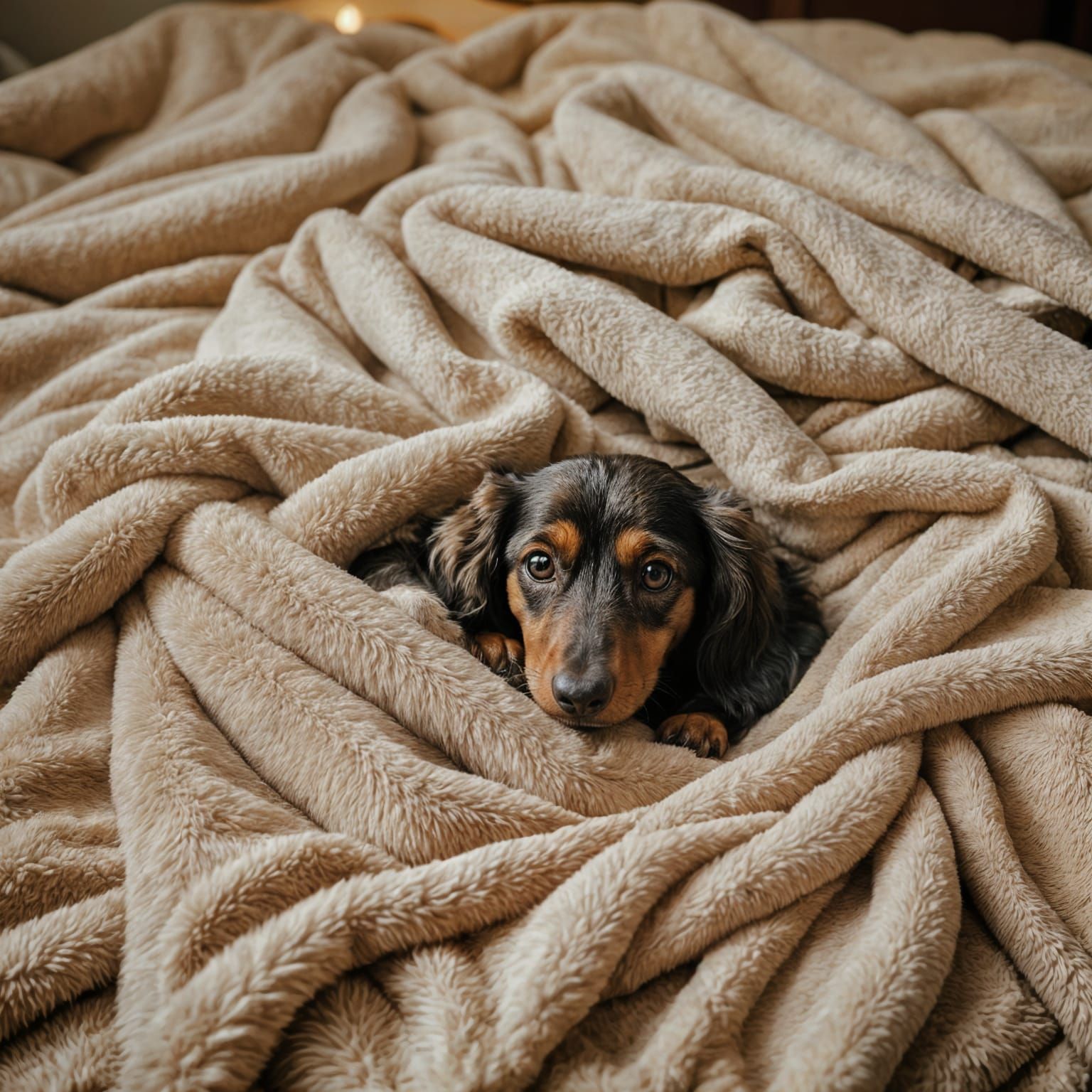 Cozy Dachshund Portrait in Cinematic Style