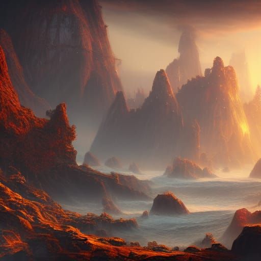 Fantastical Sea of Origin: Detailed Matte Painting