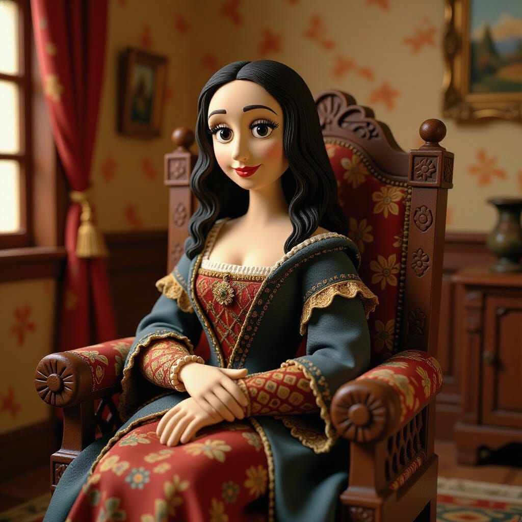 Mona Lisa in Claymation Renaissance Attire
