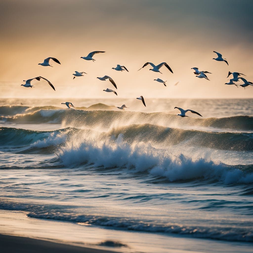 Vibrant Morning Coastal Scene in Cinematic Style