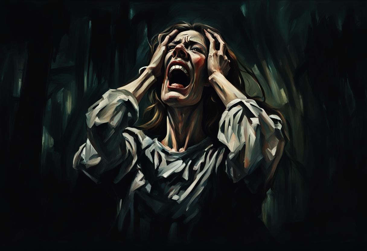 Expressionist Portrait of a Tormented Woman