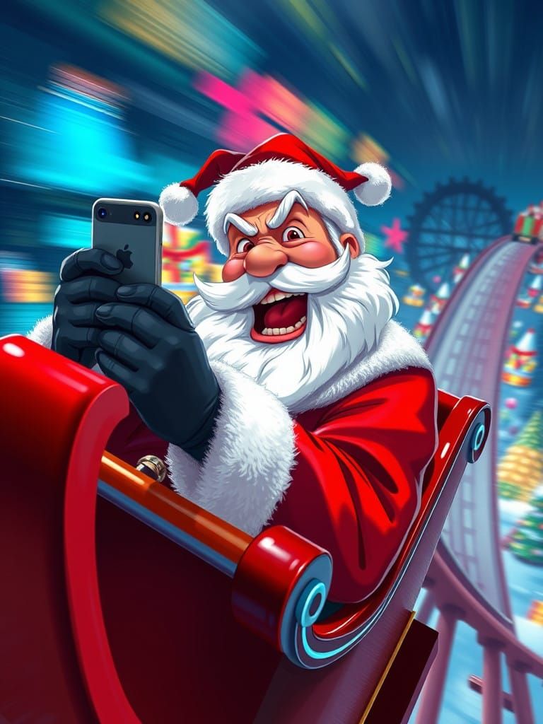 Santa's Thrilling Sleigh Coaster Ride in Vibrant, Dynamic St...
