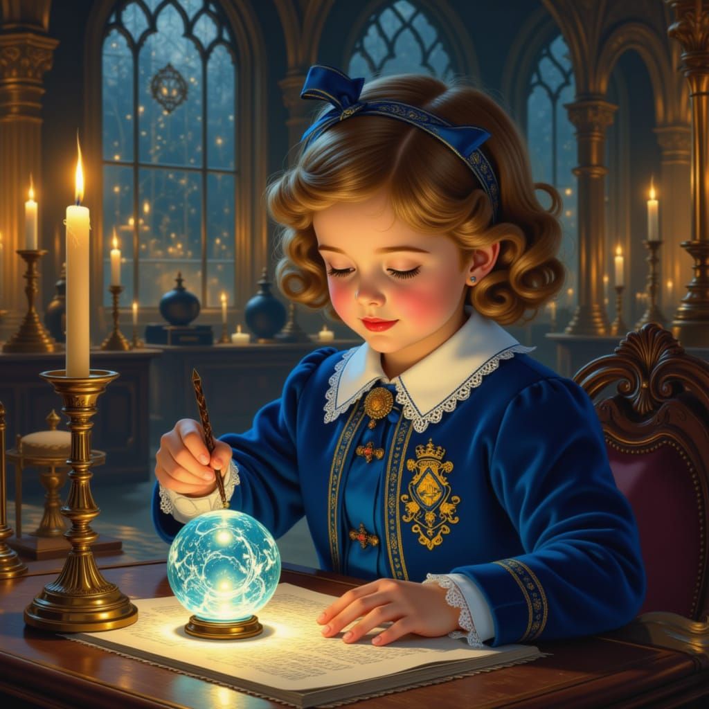 Young Shirley Temple Student Studying at Hogwarts
