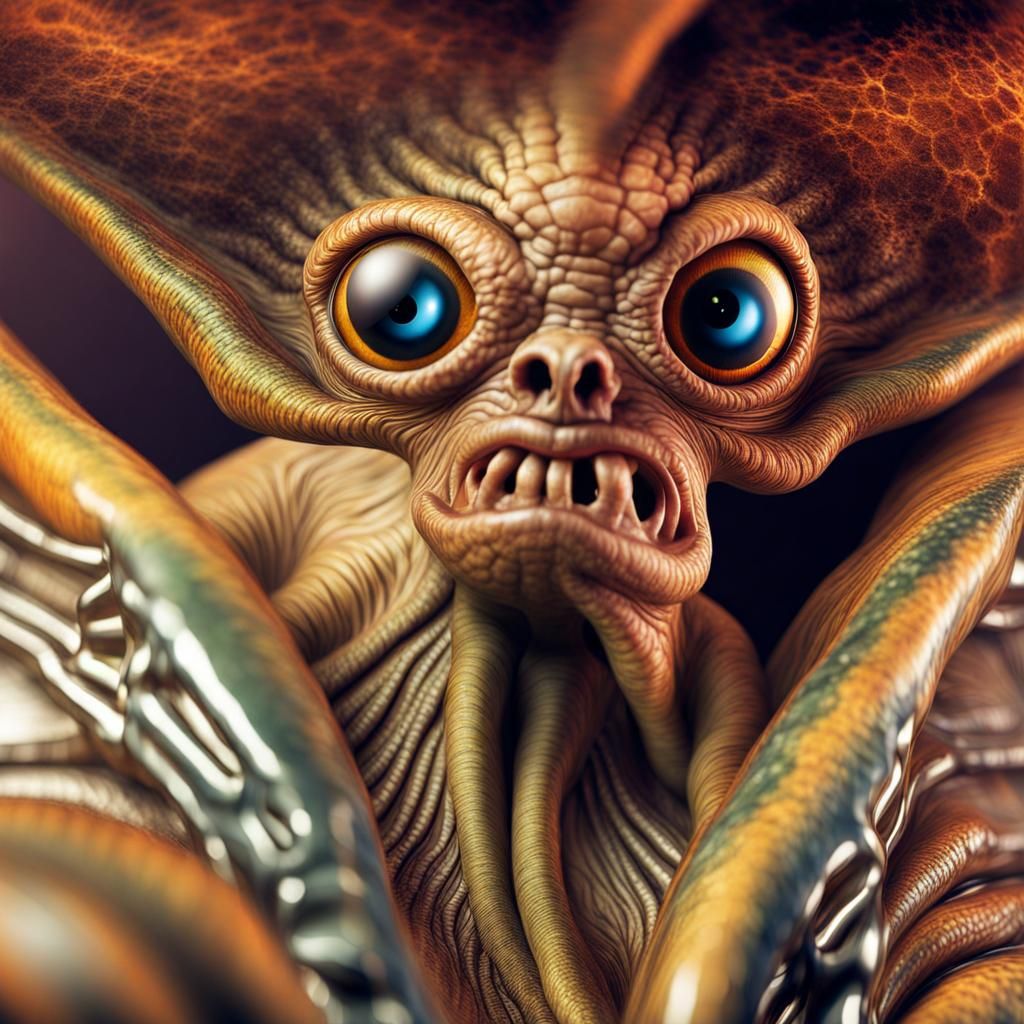 Photorealistic Aliens in Subdued Lighting: Hyperrealistic Ar...