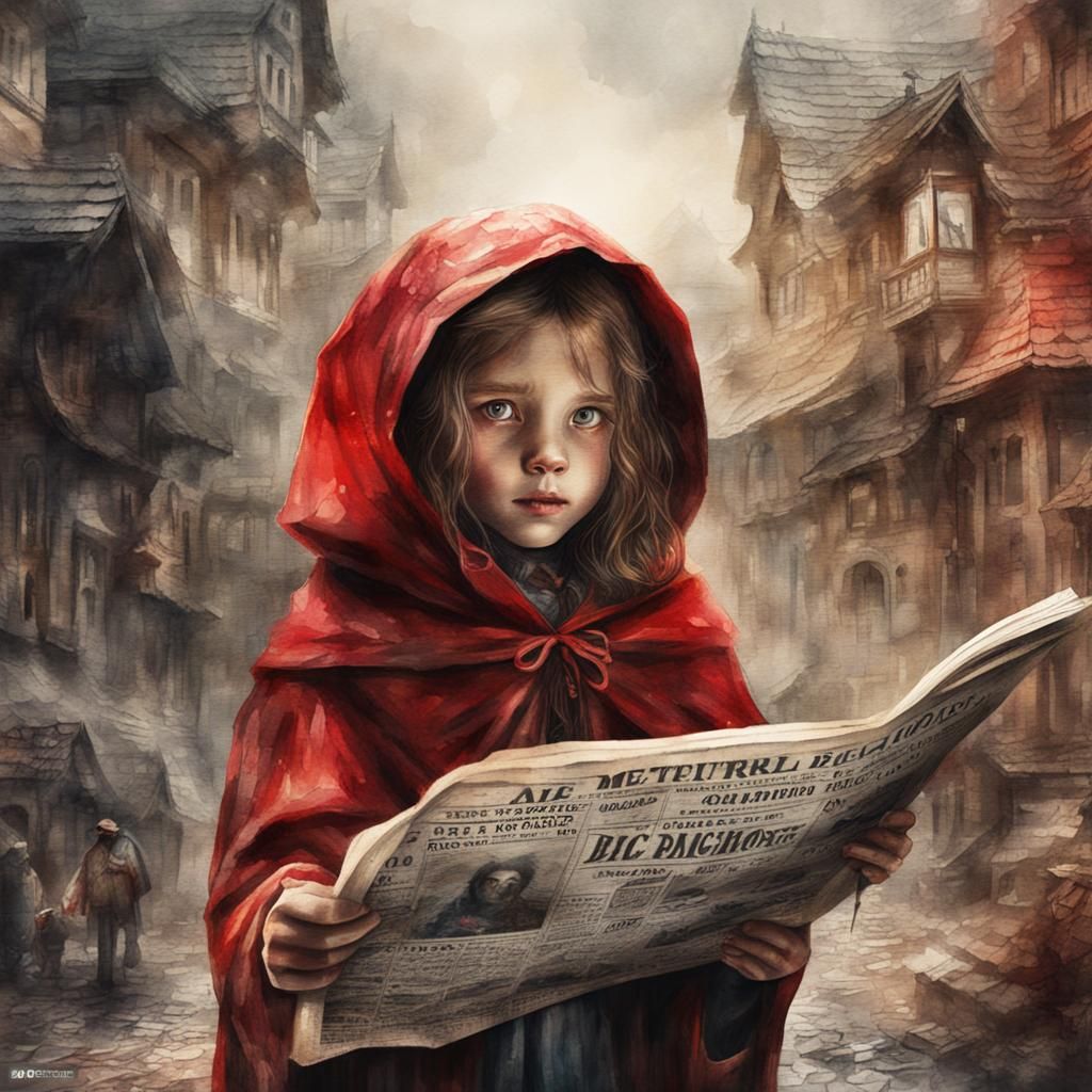 Watercolor Portrait of Little Red Riding Hood