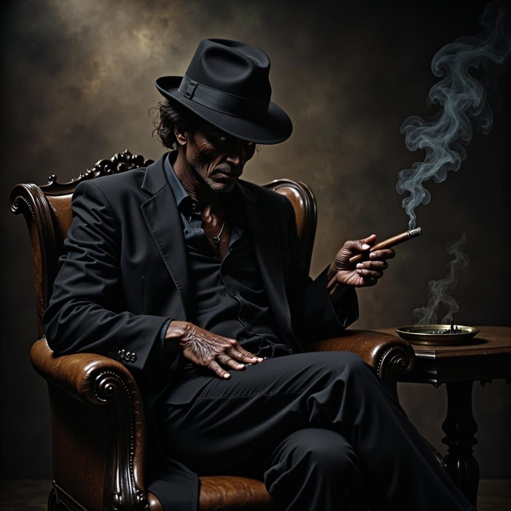 Smoky Fedora in Decaying Room