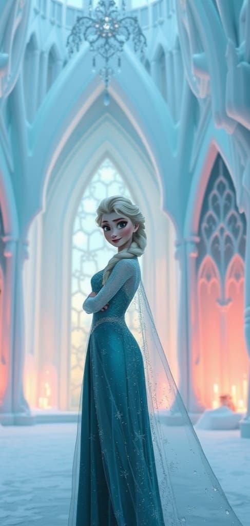 Elsa's Ethereal Ice Palace in Frozen Splendor