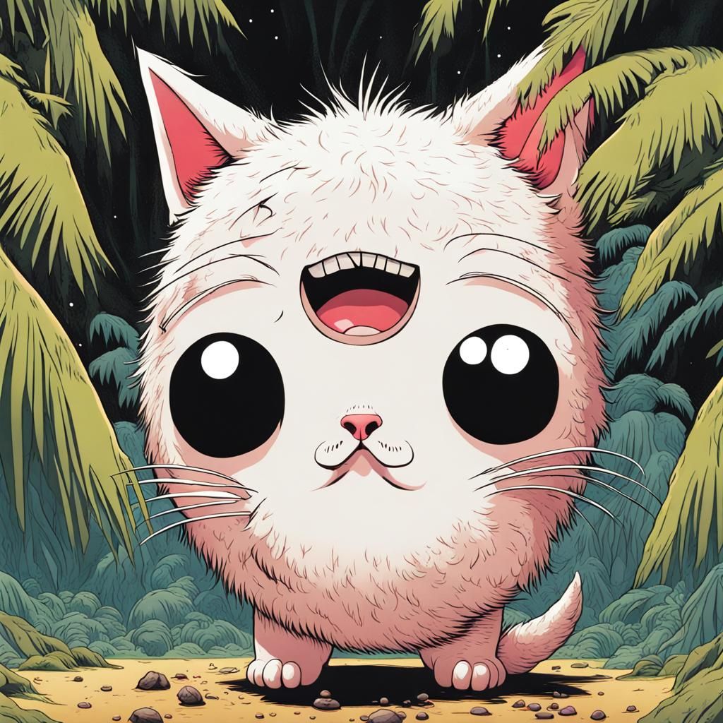 Giant Coconut Kitty with Hateful Eyes