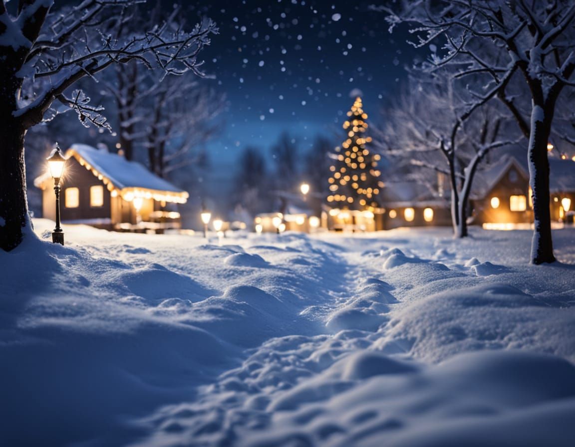 Winter Night in Vibrant Bokeh