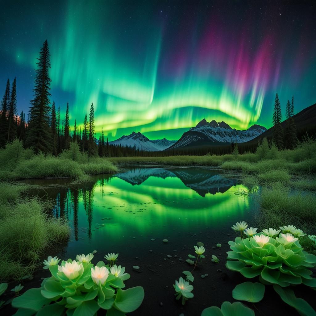 Breathtaking Auroras Over Alien Realm in HDR