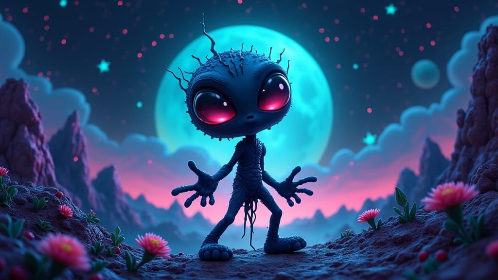 Funky Claymation Alien on Alien Planet