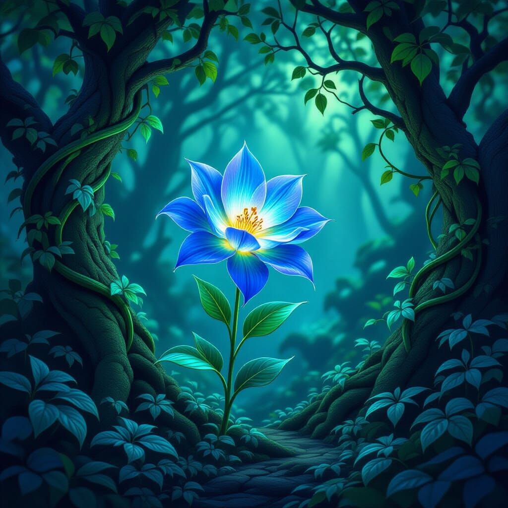 Luminous Forest Flower Illuminates Enchanted Woods