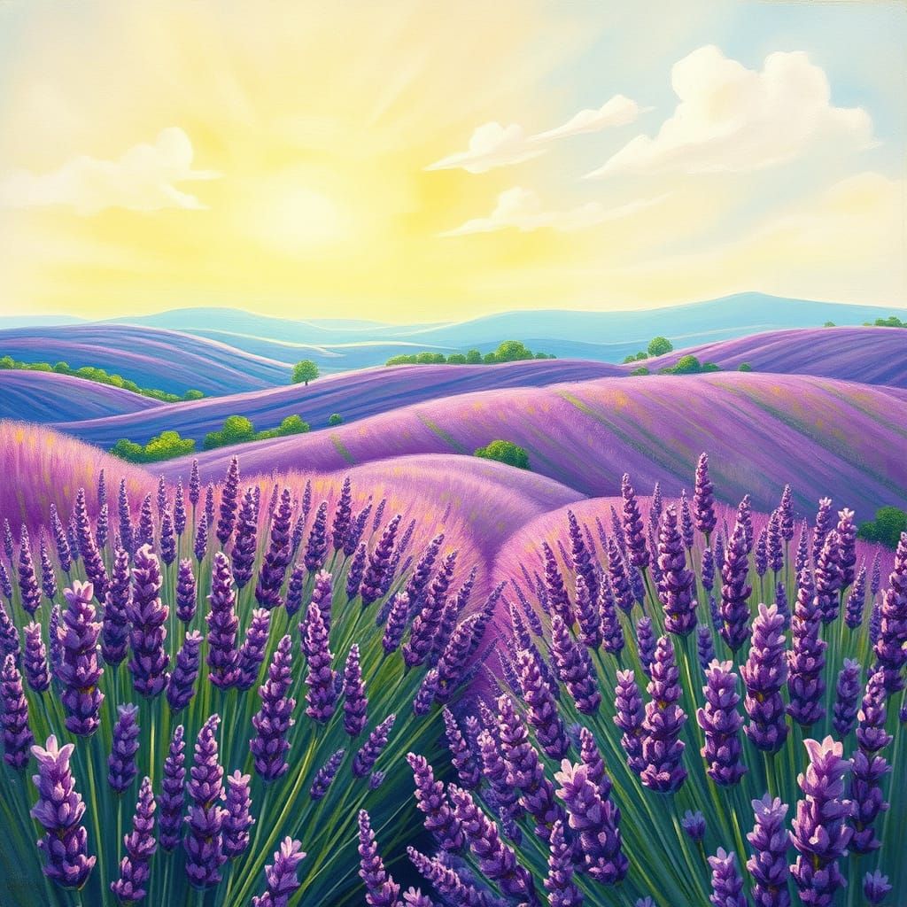 Lavender Fields in Impressionist Style