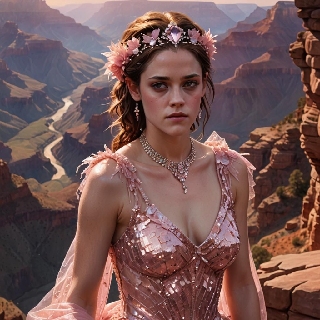 Pink Crystal Gown Portrait at Grand Canyon