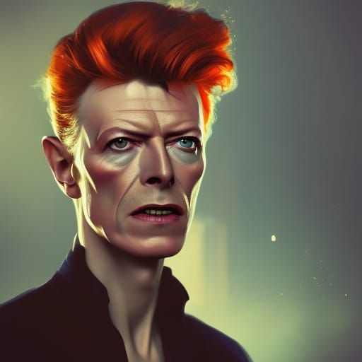 David Bowie Portrait in Art Nouveau Style
