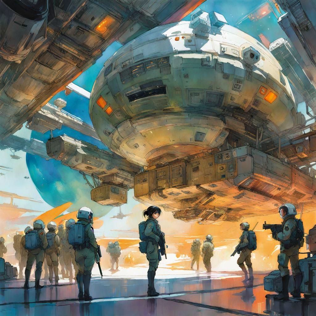 Anime Girl Arrives at Sci-Fi Space Station