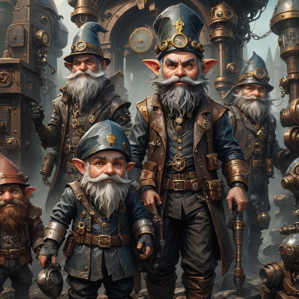 Steampunk Gnomes Portrait in Digital Art Style