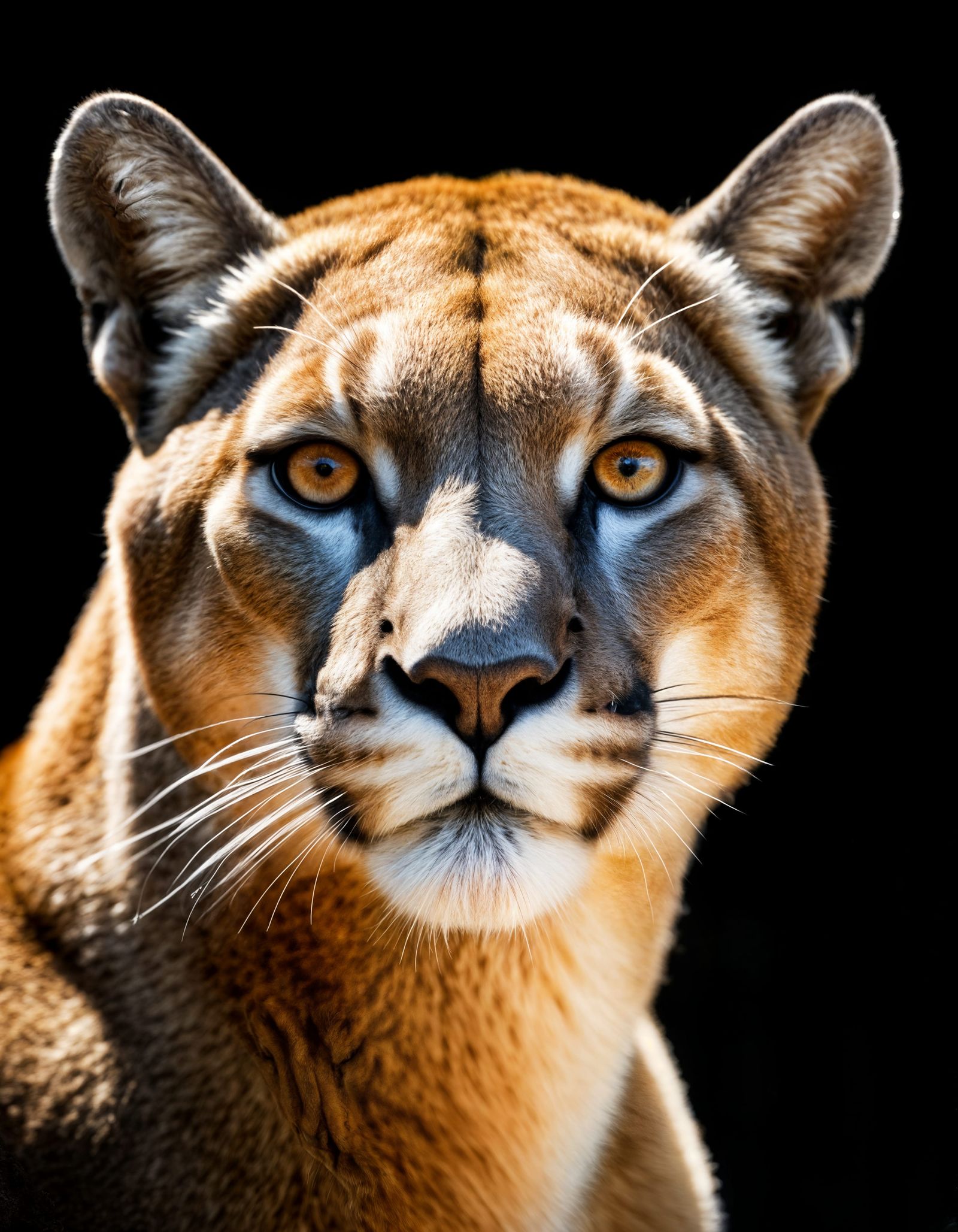 Cougar Portrait at Sunrise in Hyperrealistic Stock Photograp...