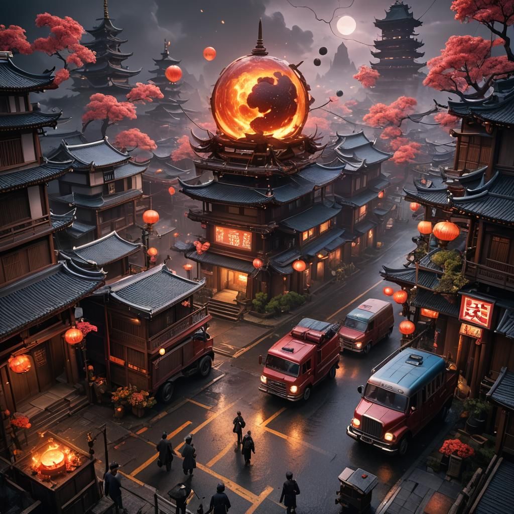 Fantastical Beacon Summons Trucks in Detailed Digital Painti...